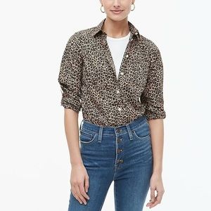 J CREW leopard print button-up shirt